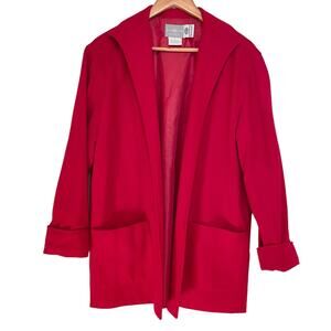 Jaclyn Smith Studio Coat Cardigan Women's‎ Size 12  Red Open Front Lined Wool